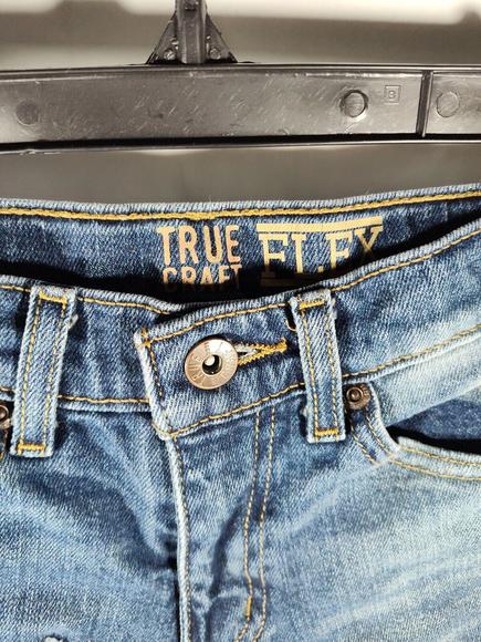 True Craft Flex Boy's Size 10 Med Wash Straight Stretch Distressed Denim Jeans - Picture 6 of 11